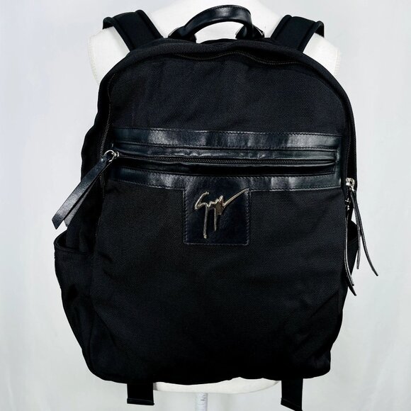 Giuseppe Zanotti Randy Technical Black + Silver Leather + Canvas Bag Backpack - Picture 6 of 16